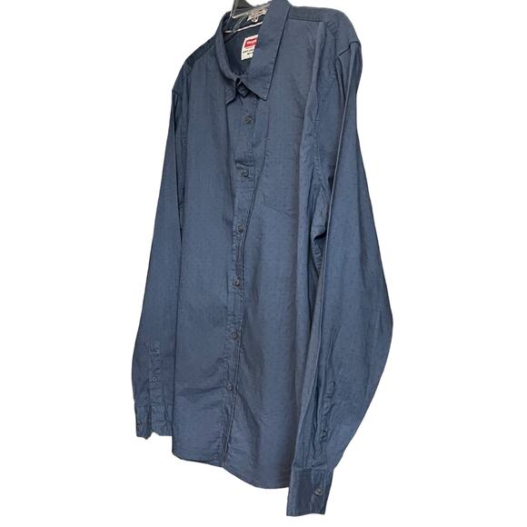 WRANGLER LONG SLEEVE BUTTON-UP DRESS SHIRT, MENS, XL, BLUE, PUCKERED FABRIC - Picture 3 of 11